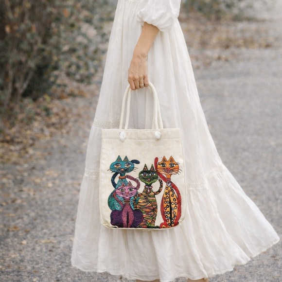 Handbags - Fabric bag with cats print